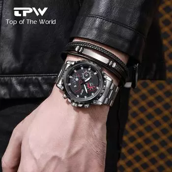 Лучший бренд, мужские кварцевые часы, модные мужские наручные часы с календарем из нержавеющей стали, мужские часы Sprots ясень черный