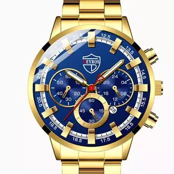 Лучший бренд, мужские модные часы, бизнес-календарь, кварцевые часы, светящиеся роскошные золотые и синие мужские часы из нержавеющей стали чёрный