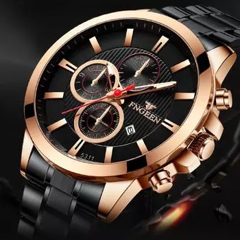 Лучший бренд, спортивные часы, повседневные мужские водонепроницаемые кварцевые часы, светящиеся мужские деловые часы из черного золота розового золота/чёрный