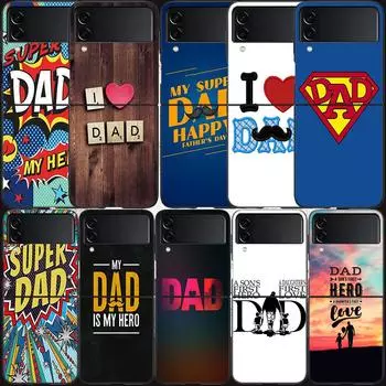 Лучший чехол для папы, аксессуары для Samsung Galaxy Z Flip 3 Flip 5 4 5G, черный жесткий чехол для мобильного телефона Samsung Z Flip 5 5G, роскошный ПК Samsung Z Flip 3 5G