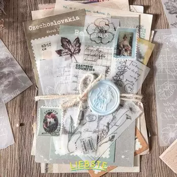 Лучший набор из 5 кальк-бумаги для коллажа, наклейки для блокнота, подложка для сообщений, корейская ретро-бумага для блокнота, водонепроницаемая бумага васи