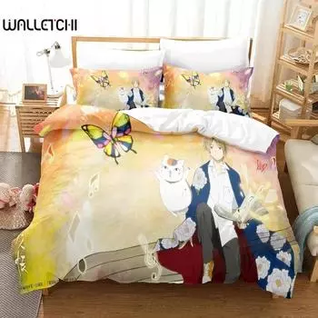 Лучший Natsume s Book of Friends Anime 3D Пододеяльник Постельное белье Полиэстер Наволочки Пододеяльник Домашний Декор Подарок Twin King Queen 70x133cm 2pcs