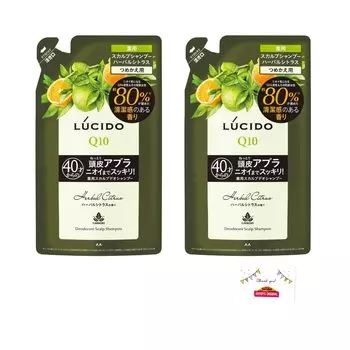 LUCIDO Лечебный дезодорирующий шампунь для кожи головы с травами и цитрусовыми, сменный блок x 2, в комплект входит образец Goodys Original Daily Necessities [Шампунь для мужчин]