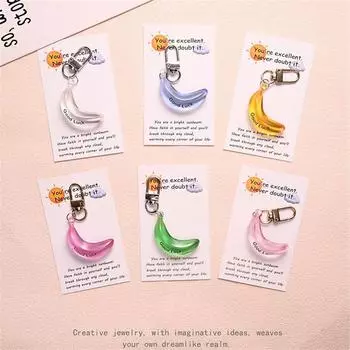 LUCK Banana Keychain Transparent Banana Keychain With Greeting Card Back To School Motivational Gift For Student One Size