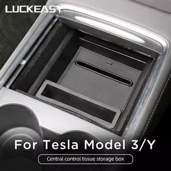 LUCKEASY для Tesla Model 3 Model Y, центральный контрольный ящик для хранения салфеток, аксессуары для интерьера, центральный подлокотник автомобиля, укладка, уборка M3Y-ST46A