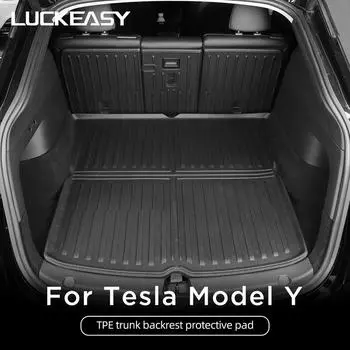 LUCKEASY для Tesla Model Y 2021-2024 Защитная накладка на спинку заднего сиденья Коврик для багажника Аксессуары для салона автомобиля Противоударный коврик Backrest mat 3pcs