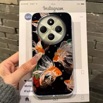 Luckly Koi Goldfish Girls Women Phone Case For Xiaomi Poco X7 Pro X7pro X3pro X5 M6 X6 X3 NFC M5s M6 C75 C61 Bumper Fundas Cover poco X3 белый