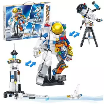 LuckTech Astronaut Toy Lego Block 3 в 1 Block Set для начальной школы, день рождения, самодельная обучающая игрушка для интерьера 6 лет 7 лет 8 лет 9 лет