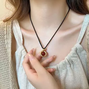 Lucky Beads Pendant Necklace for Girls Best Selling Lovesick Red Beans Transfer bead agate necklace