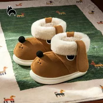 Lucky Bean детские зимние ботинки для мальчиков и девочек Теплая хлопковая обувь Милые зимние ботинки в форме мультяшной собаки 150 коричневый