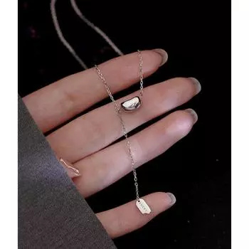 Lucky Bean S925 стерлингового серебра ожерелье Женский летний Ins Niche Design Простой не выцветающий ожерелье 925 серебряный