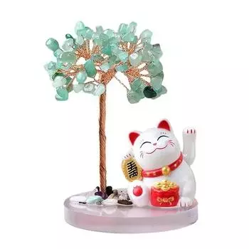 Lucky Cat Base with Natural Tree Beautifully Crafted with 108 Pieces Available in Multiple Vibrant Colors CHINA розовый