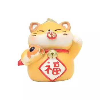 Lucky Cat Figurine Collection Desktop Ornament Animal Sculpture Car Dashboard Decor for Office Living Room Bedroom Shelf Desk