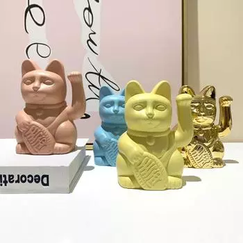 Lucky Cat французский скандинавский желтый розовый синий мультяшный Lucky Cat украшения креативная модель дома мягкие украшения подарки