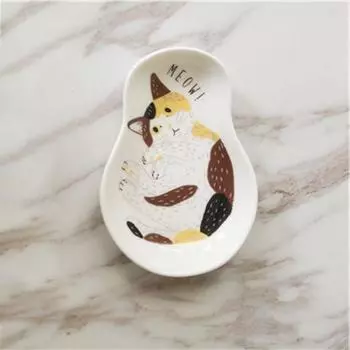 Lucky Cat Pattern Cat Condiment Disc Cute Fruit Plates Easy to Clean Water Drop Shape Plates Sauce style 3