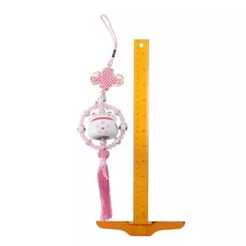 Lucky Cat Pendant Car Hanging Charm,Ceramics Car Rear View Mirror Hanging Accessories Cute Fortune Cat with Tassel розовый