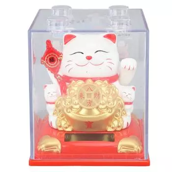 Lucky Cat Vivid Expression Пластиковый милый солнечный кот удачи с машущей рукой для украшения подарка, белый белый