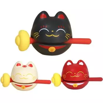 Lucky Cat Wooden Fish Anxiety Relief Decompression Wooden Fish Creative Wooden Fish Meditation Ornament Home Car Ornament чёрный