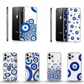 Lucky Evil Eye Blue Abstract Phone Case Transparent soft For iphone 12 11 13 7 8 6 s plus x xs xr pro max mini iphone 11 pro
