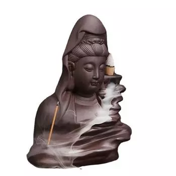 Lucky FengShui Avalokitesvar Handicrafts Buddha Waterfall Backflow Censor Home Decor Подставка для благовоний Керамическая курильница