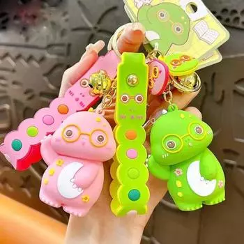 Lucky Glasses Dinosaur Keychain Raise Hand Dinosaur Lucky Dinosaur Pendant Men зелёный
