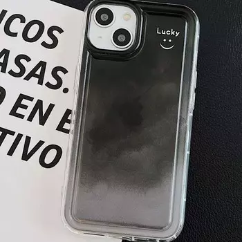 Lucky Gradient Black Smile Cartoon Cute Back Shell для Iphone X Xr Xsmax 14 Pro Max Plus 11 12 Promax 13promax чехол для телефона Капа for iphone X XS