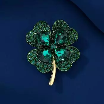 Lucky Green Four-Leaf Clover Brooch Женская модная универсальная брошь для корсажа, темперамент, высококачественная булавка для костюма, пальто, аксессуары