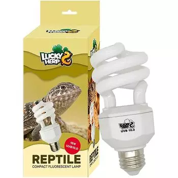 LUCKY HERP UVA UVB Reptile Light UVB 15W Reptile Ultraviolet Light Turtle Light Visible Reptile Light Излучает UVB, что идеально подходит для рептилий.