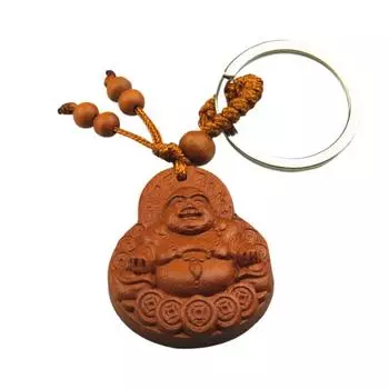 Ювелирные изделия на удачу Буддизм персиковый деревянный резной брелок с пряжкой кулон с гравировкой по дереву молитва счастливый брелок Будда для автомобиля сумка брелок onesize