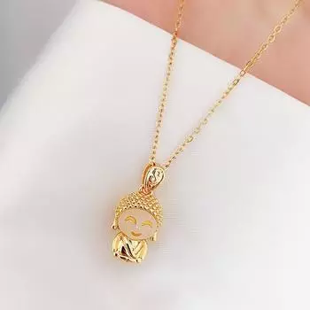 Lucky Little Maitreya Buddha Подвеска Женские Ожерелья Винтажный Стиль Титан Сталь Женские Цепи Ювелирные Изделия Cross chain