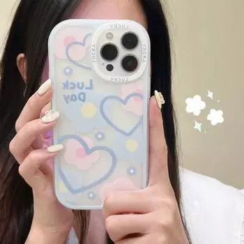 Lucky Love Flower Ins круглый чехол для телефона с камерой для Iphone 13 14 Pro Max 7 8 Plus 12 Mini 11 Xsmax X Xr, мягкая силиконовая задняя крышка for iphone 12mini