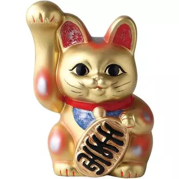 Lucky Lucky W10 x x Lucky Tokoname Made in Japan Ale-net Cat, Cat, D7.5 H13.5cm, Cat, No. 4, Gold, Ceramic, Ware, золотой