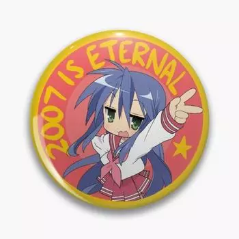 Lucky Star Konata 2007, вечная настраиваемая мягкая пуговица, значок на лацкане, подарок, шляпа для влюбленных, милая креативная одежда, забавный декор