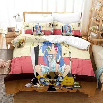 Lucky Star Konata Bedding Set Single Twin Full Queen King Size Bed Set Adult Bedroom Duvetcover Sets Anime Bed Sheet Set 70x133cm 2pcs