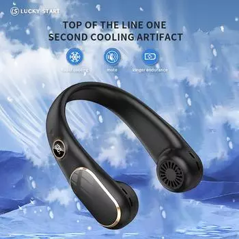 Lucky start 4000 мАч подвесной вентилятор для шеи портативный кондиционер Type-C USB перезаряжаемый воздушный охладитель 5-скоростной электрический вентилятор для спорта зелёный