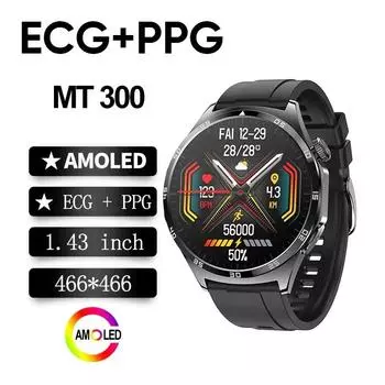 LUCKY START Смарт-часы Здоровье ЭКГ+ППГ Кровь Компоненты Тела Монитор Часы Умный HD AMOLED Экран Bluetooth Звонки Спортивные Смарт-часы silicone чёрный