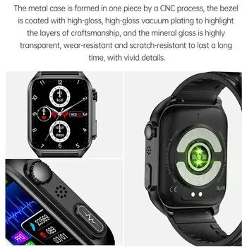 LUCKY START Умные часы с измерением уровня сахара в крови ЭКГ+ППГ Bluetooth-вызовы Автоматический инфракрасный датчик кислорода в крови Пульсометр Артериальное давление Часы для здоровья leather коричневый