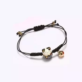 Lucky Temperament Ceramics Cat Fashion Jewelry Red Rope Bracelet Zodiac Hand Rope Women Gifts