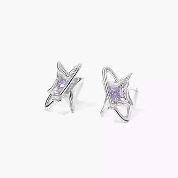 Lucky Tetragonal Star Stud Earrings Women s Light Luxury Temperament Star Earrings Niche Design Zircon Earrings