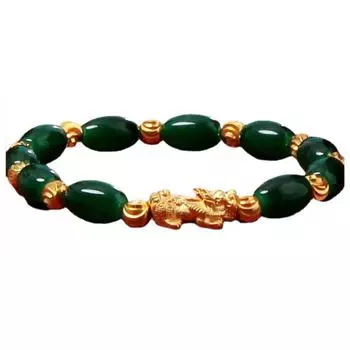 Lucky Women Jade Pixiu Браслет 3d Браслет PiYao зелёный