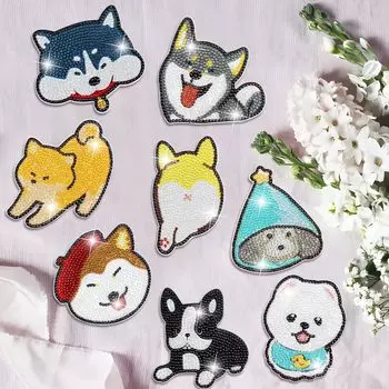 LUCKYBEE 8 предметов Diamond Art Dog Coaster Kit Diamond Art Set Bead Art DIY Diamond Painting 5D Diamond Painting Kit с держателем Coaster Craft Kit для