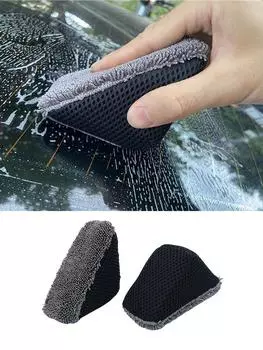 Lucullan Rubber Tire Shine Sponges Multi-Purpose Mesh and Microfiber Applicator Pad For Glass Scrubing and Drying чёрный