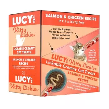 Lucy Pet Products Мусс для кошек с лососем и курицей 2 унции x 17 пакетиков Ricky s & (56,7 г) (дело продано)