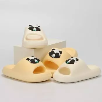 Lucyever 2024 летние тапочки с рисунком женские удобные толстые тапочки на платформе Cloud Slides женские мягкие нескользящие шлепанцы для ванной комнаты Eva Mujer 36-37 белый