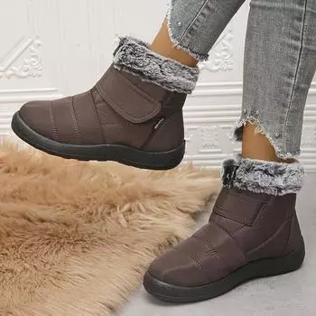 Lucyever 2024 Новые водонепроницаемые зимние ботинки женские из искусственного меха нескользящие зимние ботинки женские теплые утолщенные плюшевые ботильоны большого размера 43 35 темно-коричневого