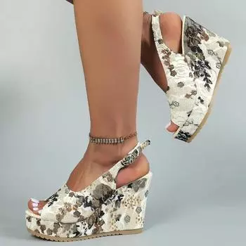 Lucyever Ankle Buckle Wedge Sandals for Women Summer 2024 Patchwork Platform Sandles Woman Thick Sole Gladiator Sandalias Mujer 36 чёрный