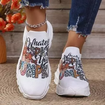 Lucyever цветные принтованные женские спортивные кроссовки осенние дышащие сетчатые кроссовки на платформе женские кроссовки большого размера 43 36 белый