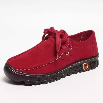 Lucyever Fashion Flock Platform Sneakers Women Plus Size Slim Up Flats Shoes Women Non Slip Thick Sole Promise Shoes 43 36