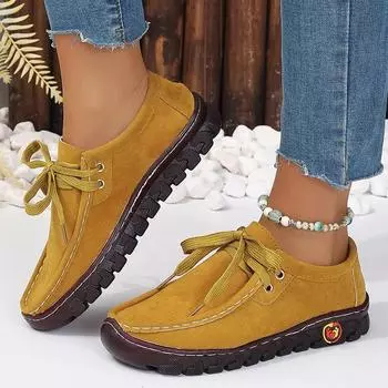 Lucyever Fashion Flock Platform Sneakers Women Plus Size Lace Up Casual Flats Shoes Woman Non Slip Thick Sole Walking Shoes 43 36 синий