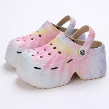Lucyever Fashion Красочные толстые босоножки на платформе для женщин 2024 года Туфли-сабо на танкетке Тапочки женские открытые закрытые носки Пляжные шлепанцы 35-36